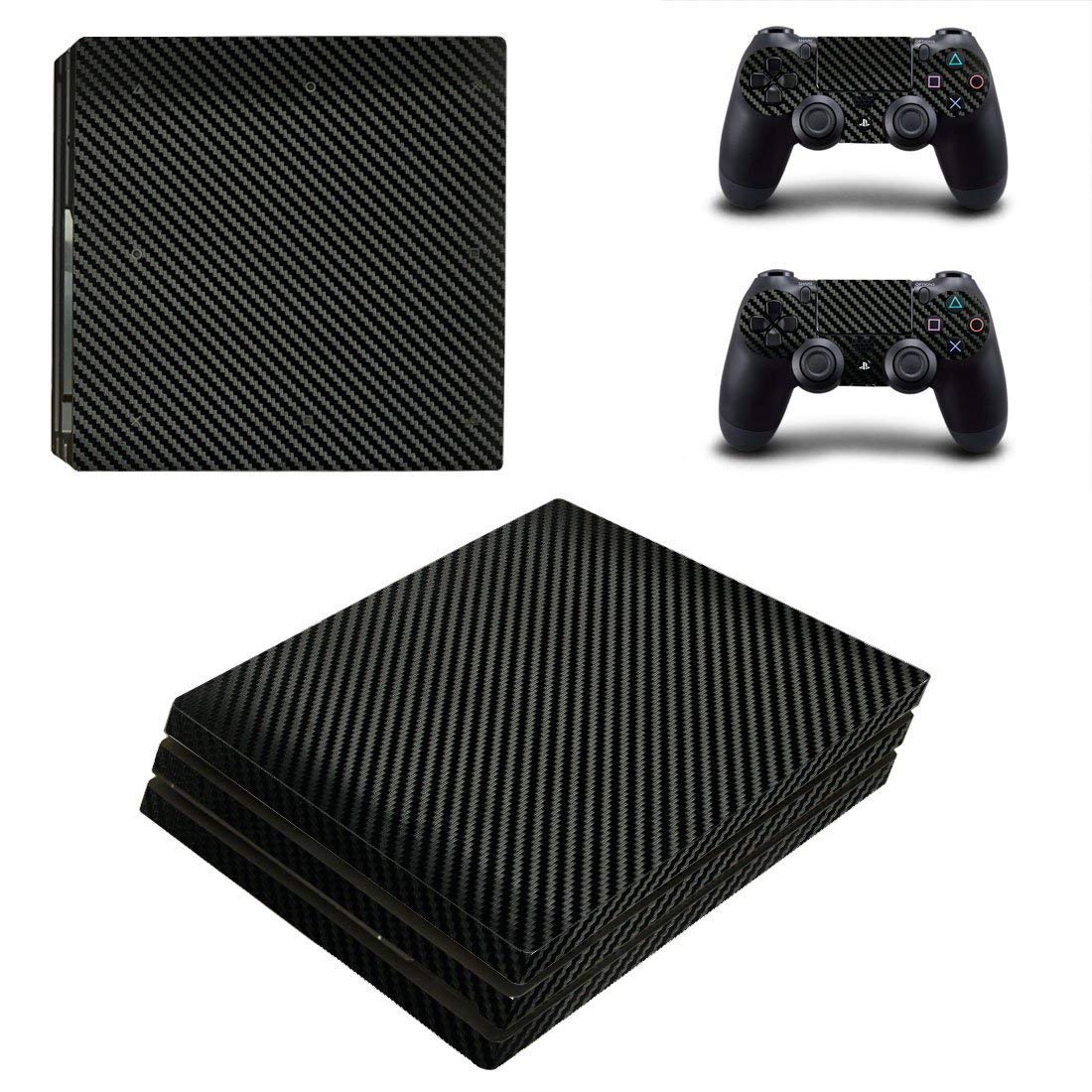Khushi Decor Black Carbon Pro 3m Skin Sticker Cover for Ps4 Pro Console and 2 Controllers for Video Game-picture-23
