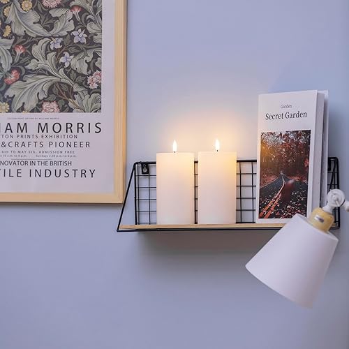 Miniatura 3 de Juego de 2 velas blancas sin llama (3 x 6 pulgadas), velas LED parpadeantes de cera que funcionan con pilas con temporizador de control remoto para