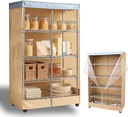 Miniatura 6 de Formosa Covers  Estantería de almacenamiento para estantes de alambre de metal en garaje, hogar, cocina u oficina, panel de visión de PVC caqui y