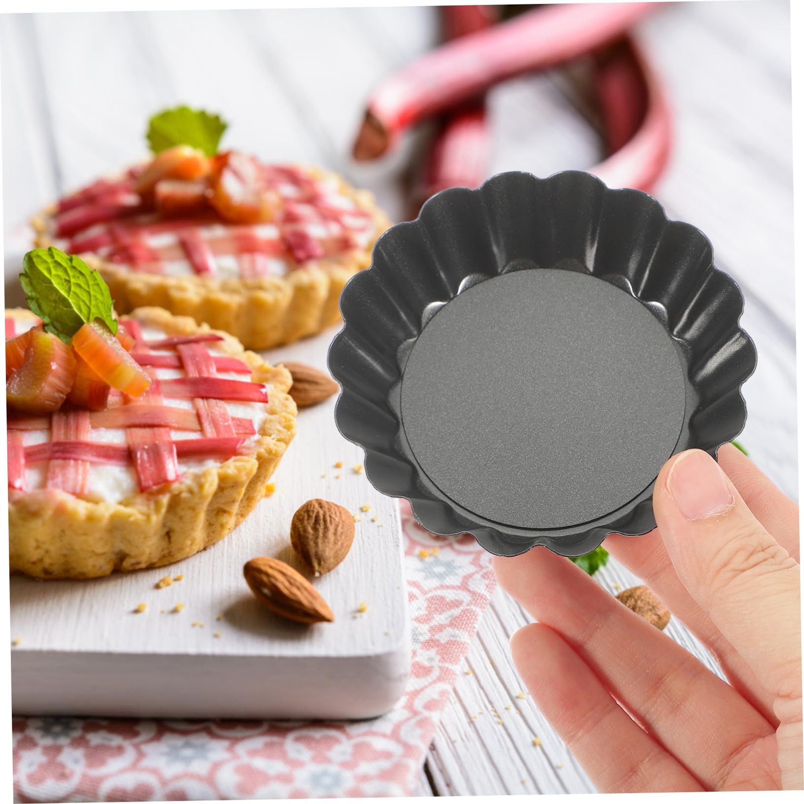 8 piezas Molde para Tartas Acero Resistente al Calor Antiadherente Mini Bandejas para Horno para Tartaletas y Cupcakes Pequeños