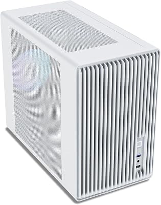Vetroo M06 Micro-ATX/Mini-ITX Gaming PC Case, Compact High Airflow Mesh Mid Tower, Supports 5×120mm Fans & 240mm Liquid Cooling, GPU Up to 355mm, Adjustable PSU Mount, USB Type-C I/O - White
