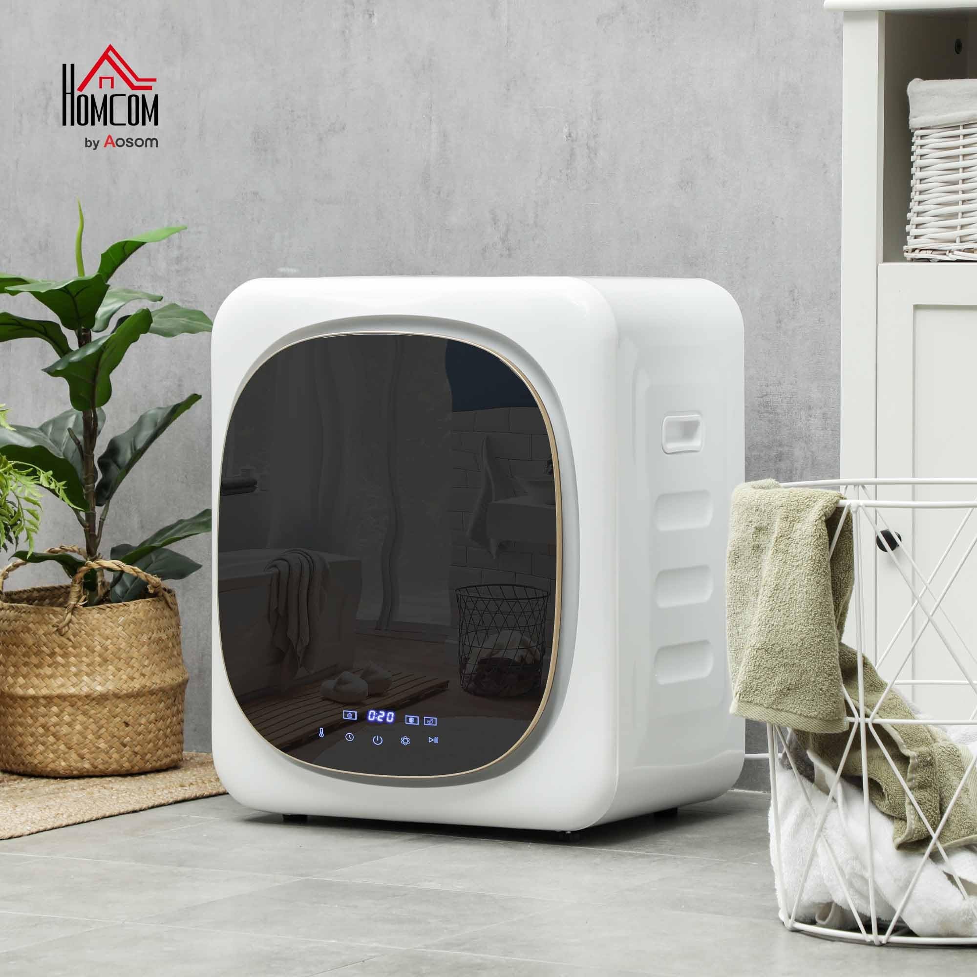 HOMCOM Secadora de Evacuación 3 kg Compacta 800W Pantalla Táctil Blanco