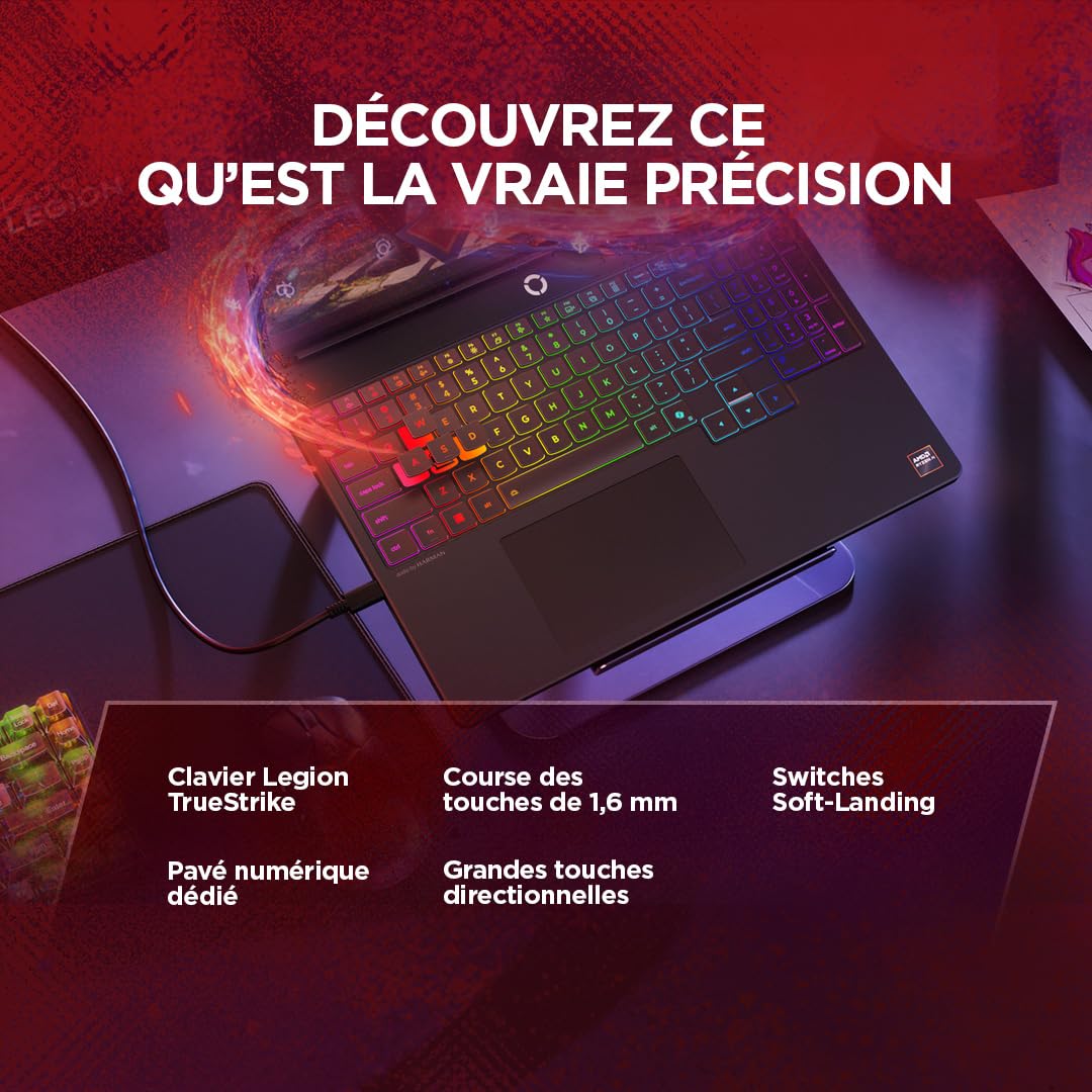 Lenovo Legion 5a 15AHP11 - Ordinateur Portable Gaming 15.3'' OLED 165Hz (AMD Ryzen 7 250, RAM 16Go, SSD 512Go, NVIDIA RTX 5060 8Go, Windows 11 Home) Clavier 1 Zone rétroéclairé AZERTY Français - Noir
