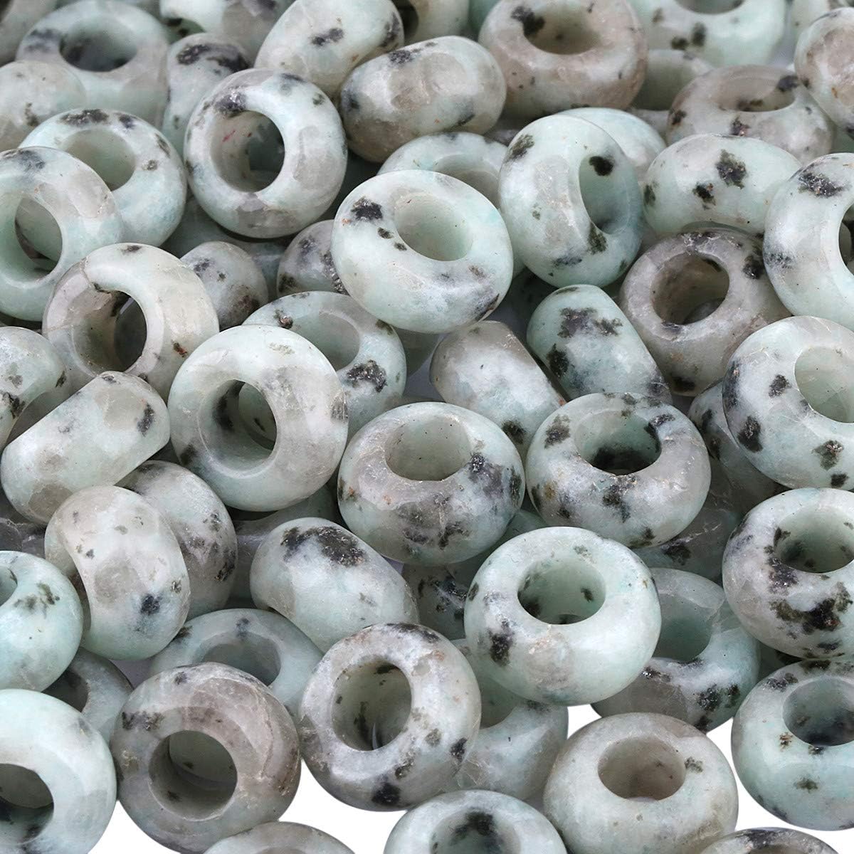KYEYGWO Sesame Jasper Large Hole Polished Stone Loose Beads for Jewelry Making Rondelle Gemstone Beads for European Charm Bracelet Pack of 20 - Image 4