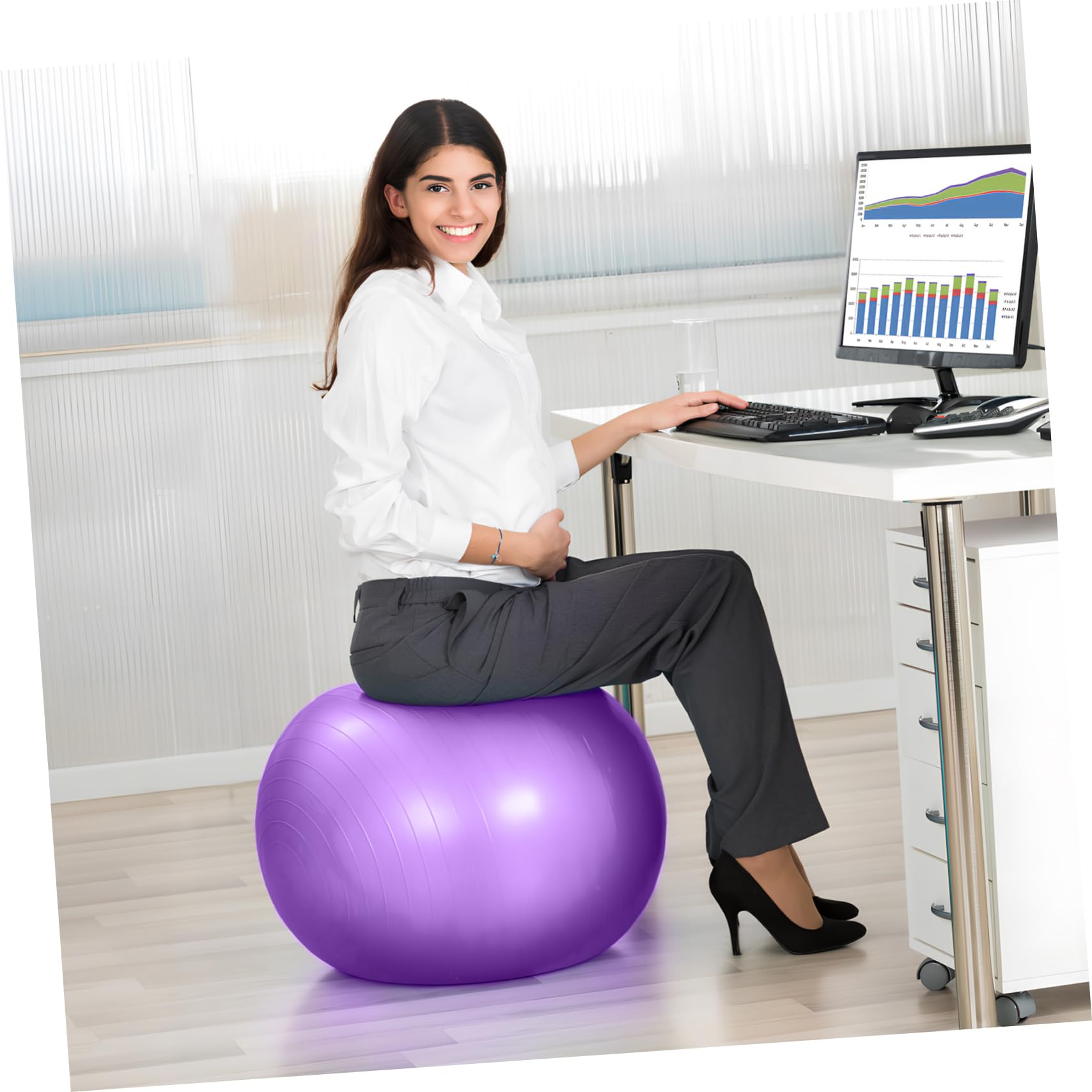 Yardwe Verdickter Gymnastikball 75cm aus Verschleißfestem PVC mit Luftpumpe Multifunktionaler Yogaball für Gleichgewichtstraining und Fitnessübungen Trainingszubehör für Erwachsene
