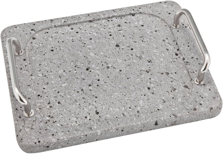Ikenaga Ironwork Lava Rock Plate, Made in Japan, For Gas Stoves, Gray, Size: Approx. 9.8 x 8.0 x 2.0 inches (25.1 x 20.2 x 5.1 cm)