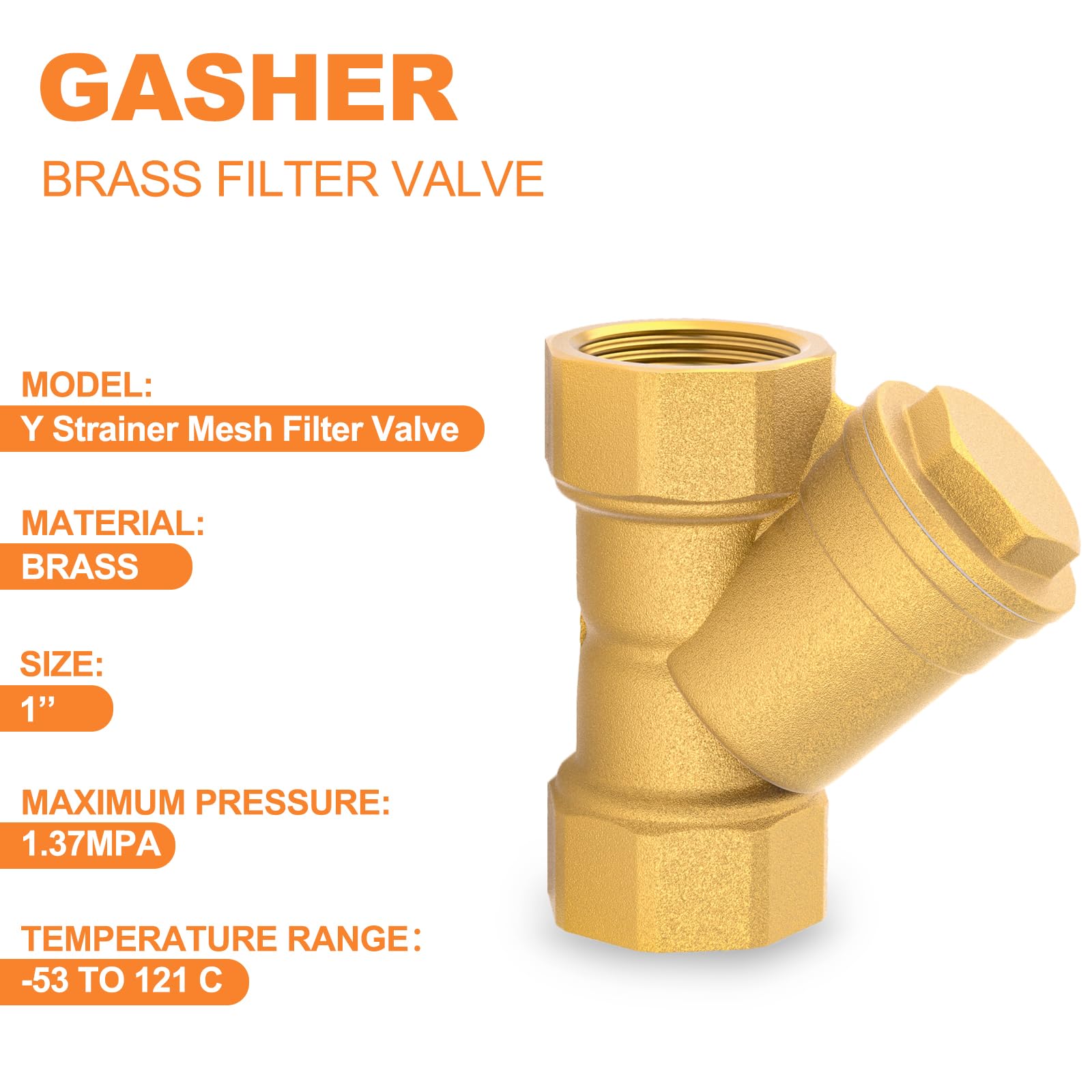GASHER 2PCS Latón 1" Hembra Y Colador Malla Filtro Válvula para Separación Agua Aceite