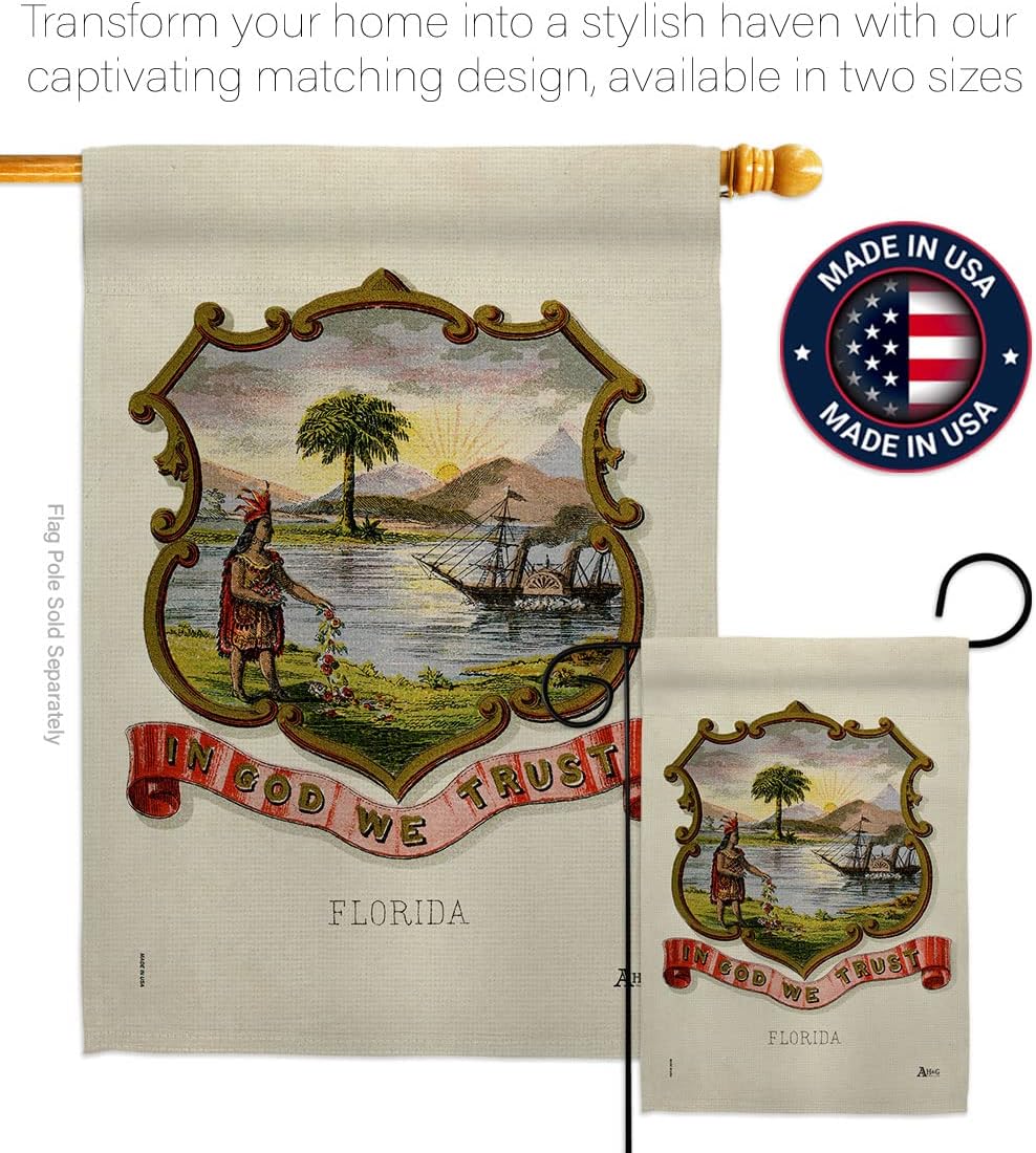 Americana Home & Garden Coat of arms Florida House Flag Americana States American Territories Republic Country Particular Area Decoration Banner Small Garden Yard Gift Double-Sided, Made in USA