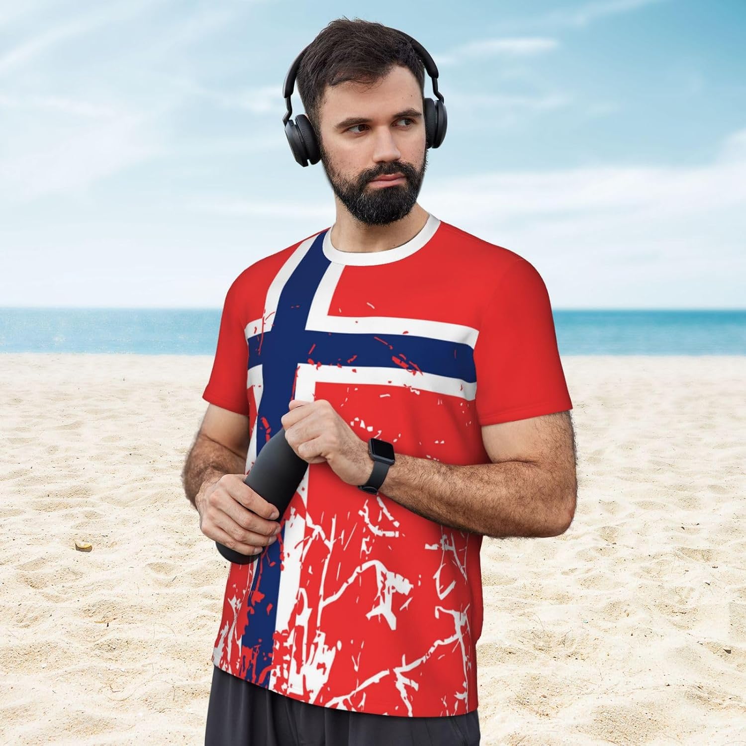 2026 Norway Flag Grain Team Mesh T-Shirt Jerseys for Running Cycling Soccer Fans Tennis Fitness Sports