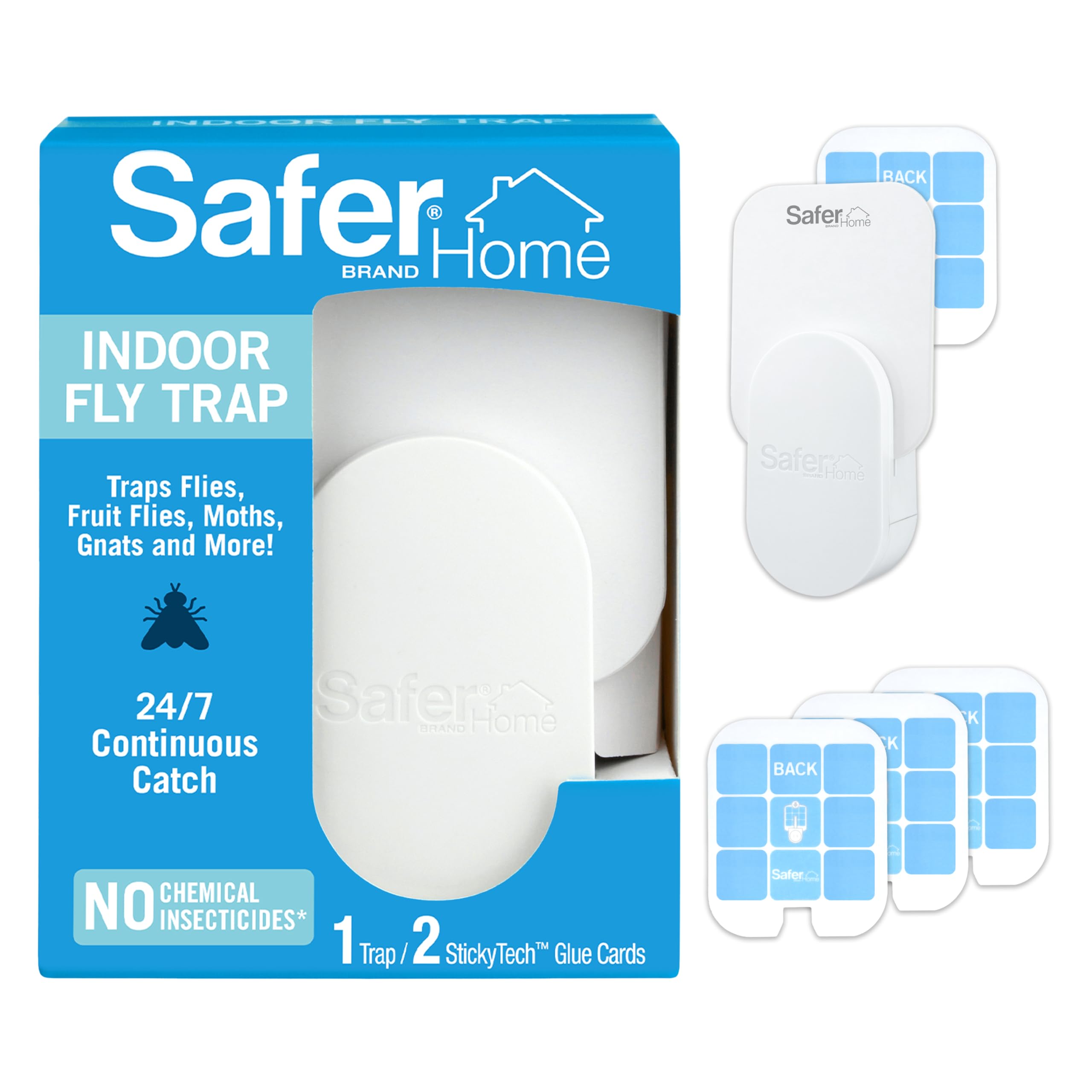 Safer Home SH502 Indoor Plug-in Fly Trap & SH503 Refill Pack of Glue Cards for – 3