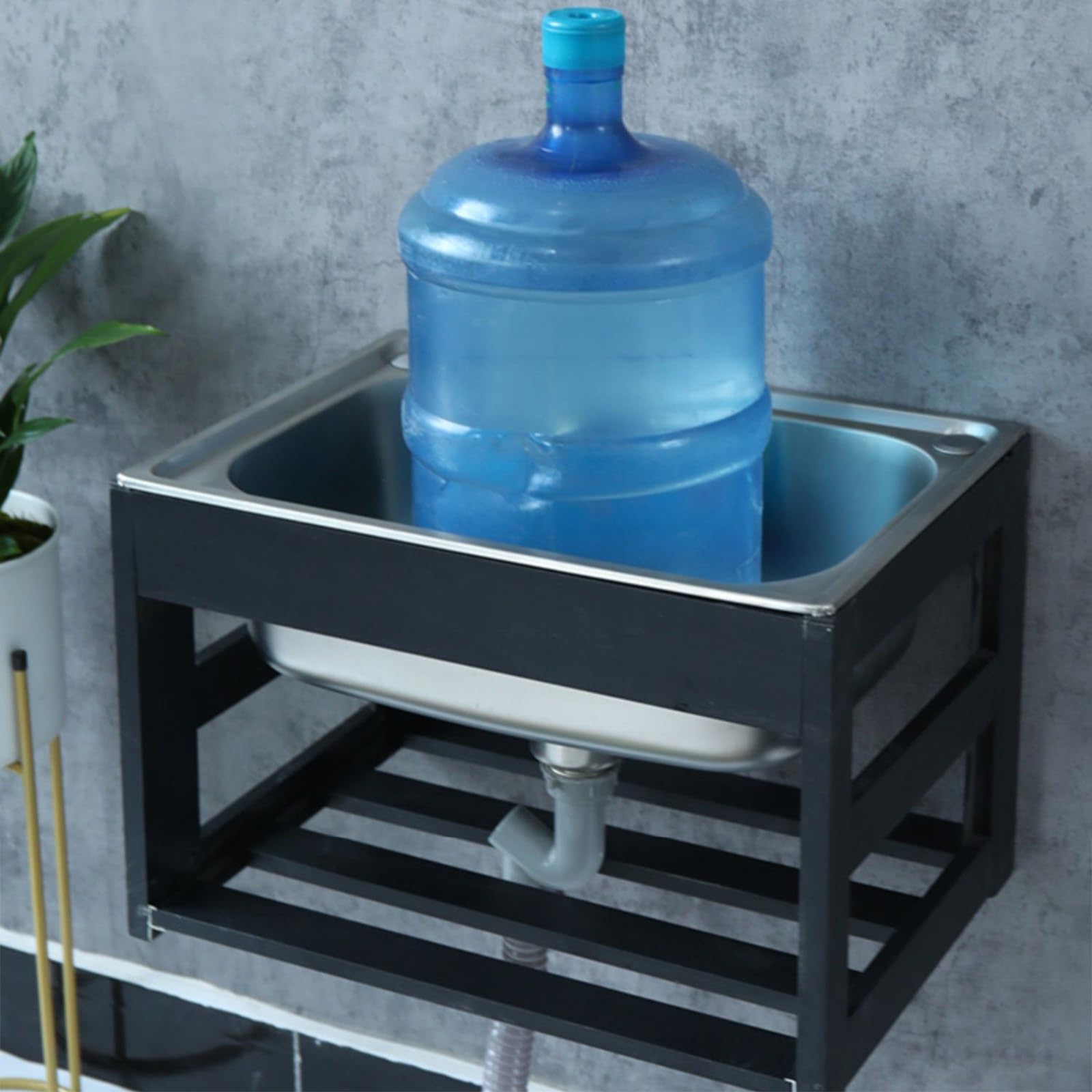 Lavello da parete in acciaio inox con staffa, design a vasca singola per uso commerciale e ristorante