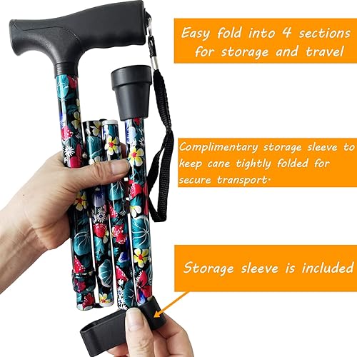 Miniatura 4 de Bastón plegable impreso, bastón ajustable para mujer, bastón plegable, bastón plegable para hombres, bastones para personas mayores, bastón