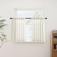 Vista 138 de Guken - Cortinas de lino negro de 108 pulgadas de largo para sala de estar, dormitorio, juego de 2 paneles, bolsillo para barra, cortinas