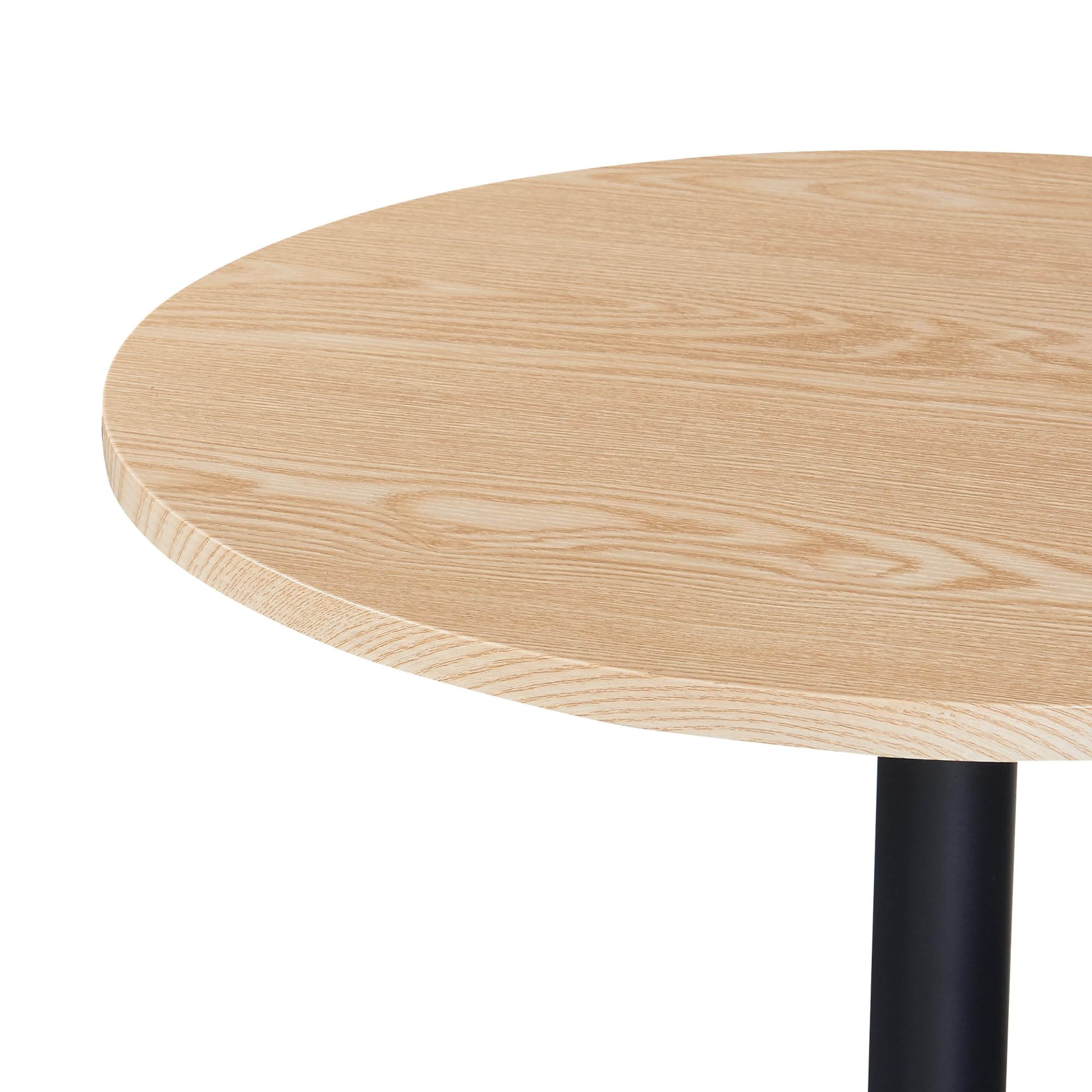 [en.casa] Mesa de Bar Bistró Vantaa con Tablero Redondo Mesa Alta con Base Redonda Acero 100 x Ø 60 cm - Efecto Roble y Negro