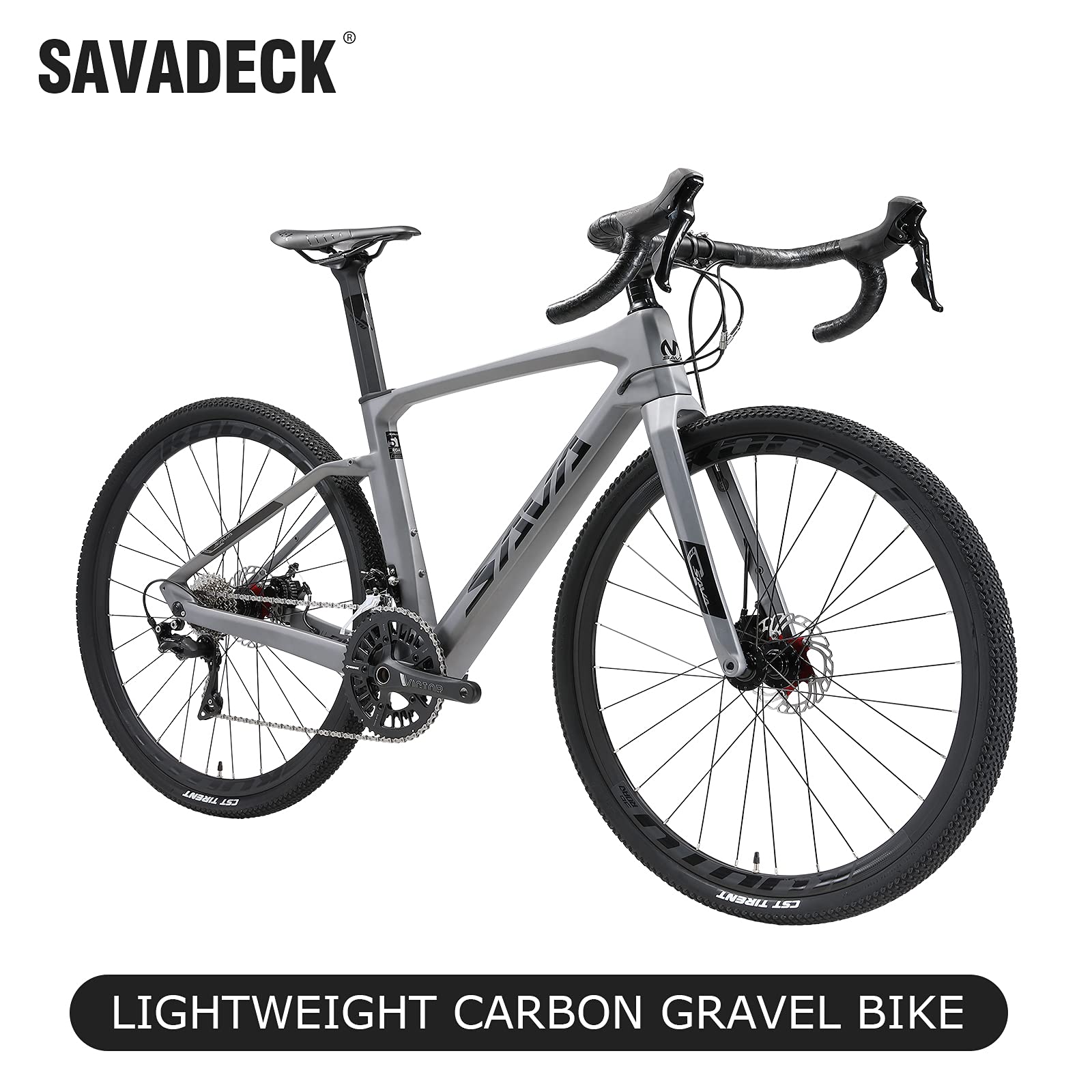 SAVADECK Carbon Gravel Road Bike, Carbon Fiber Frame Carbon Fork