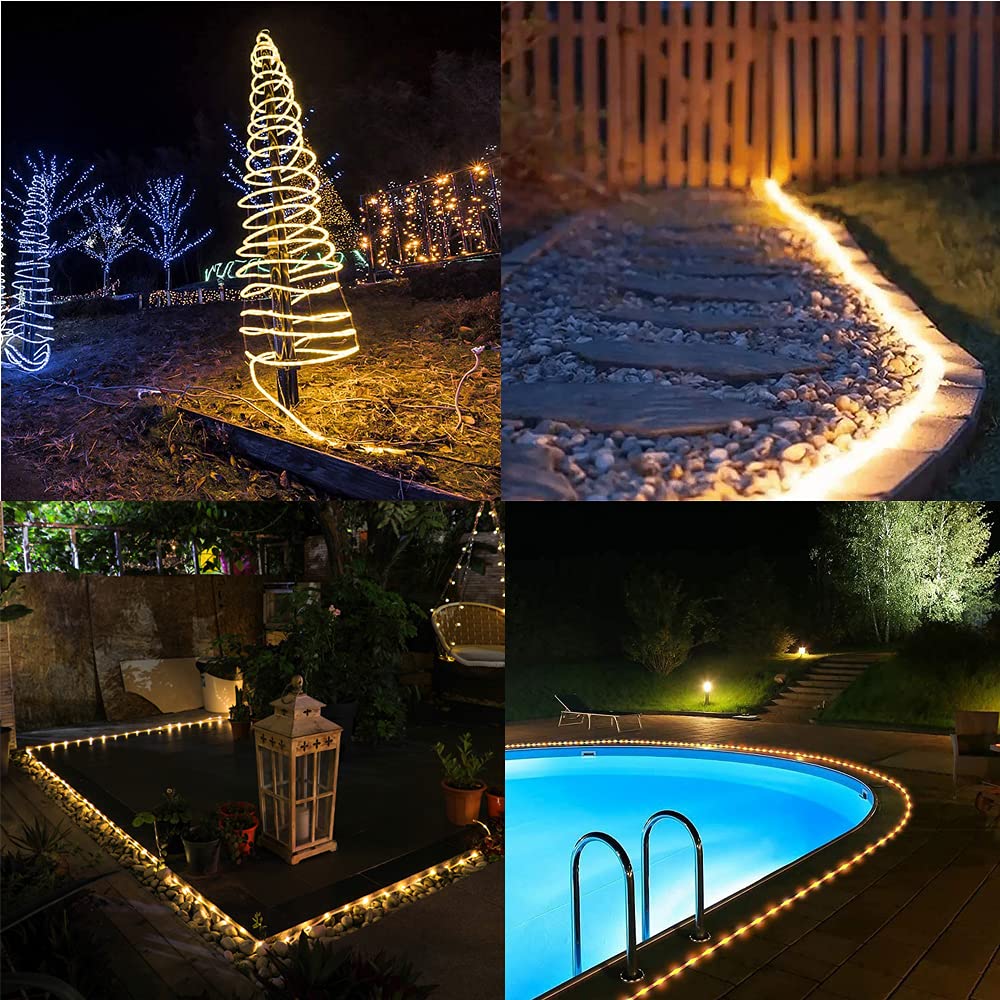10M 100 LEDS Lichterschlauch Batterie, Schlauch Außen mit Fernbedienung und Timer, IP65 Wasserdicht, 8 Modi und dimmbar Lichterkette Innen Strom für Weihnachten, Schwimmbad Deko 5.5mm