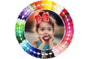 WillingTee 40-Pack 4.5-Inch Big Hair Bows with Alligator Clips for Girls