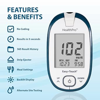 HealthPro Blood Glucose Monitoring System (Test Strips Sold Separately)