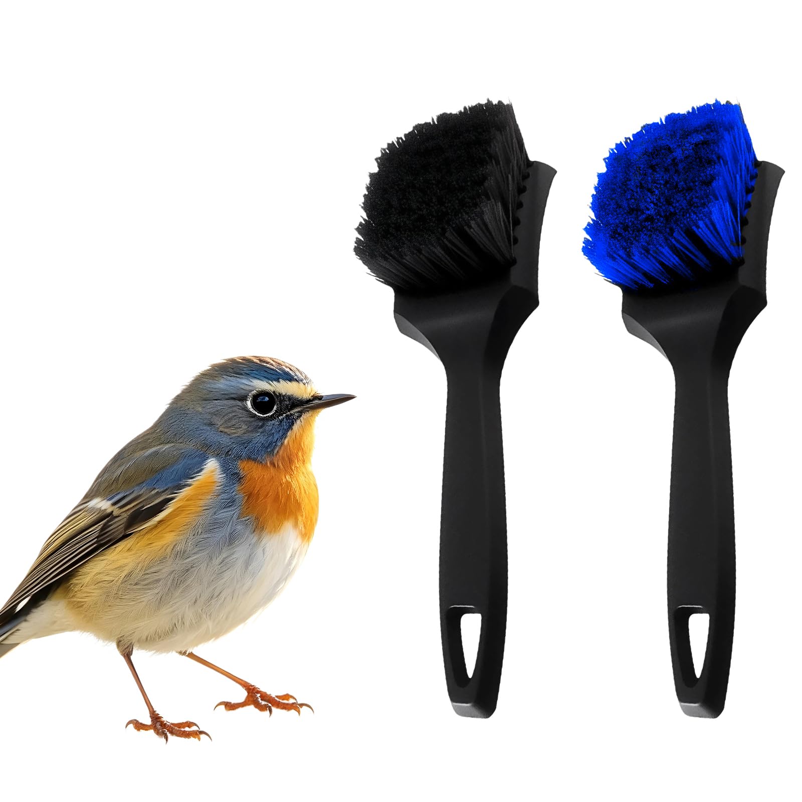 Miaija 2 Pcs Bird Bath Cleaning Brush Black Blue Pet Cage Cleaning Parrot Feeder Scrubber Animal Supplies with Handle Hard Stiff Bristle Birdbath Accessories