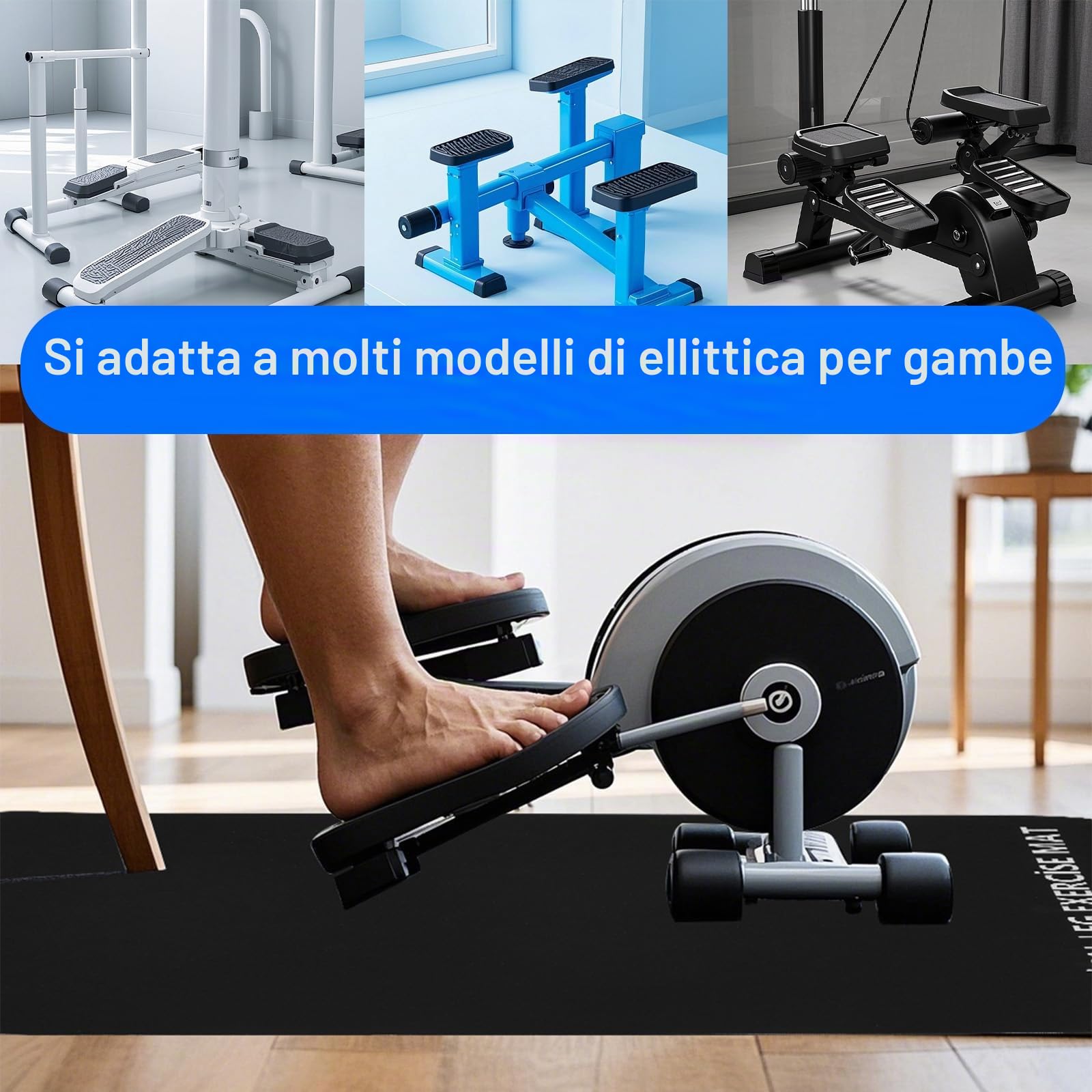 Gosknor Tappetino Esercizi per le Gambe Ellipse, 60x40cm Tappetino Antiscivolo Allenamento Macchine Ellittiche Sotto la Scrivania Tappetini Attrezzi per Esercizi per Domestico Ufficio