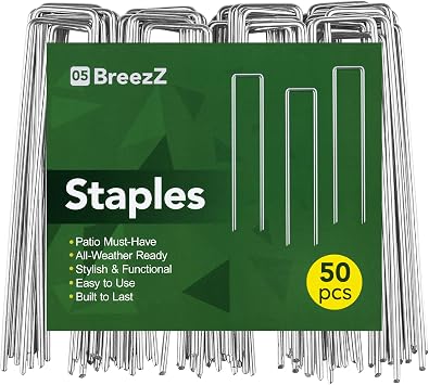 Breezz 50-Pack 6 in Galvanized Garden Staples, 12 Gauge