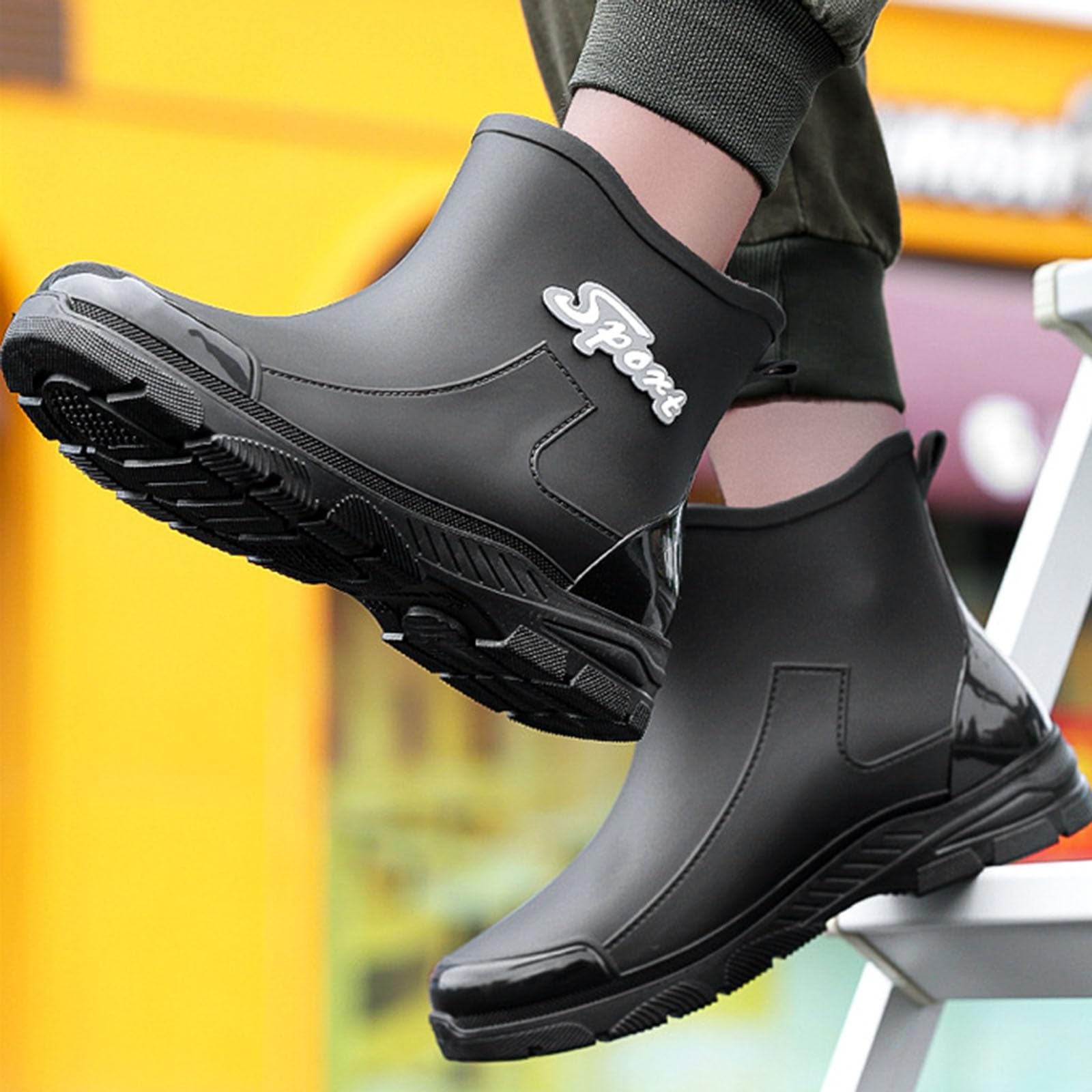 Botas de lluvia para hombre, botas de lluvia cortas, botas de goma, botas de goma para exteriores, botas de lluvia, botines impermeables, botas antideslizantes de jardín, botas de tobillo