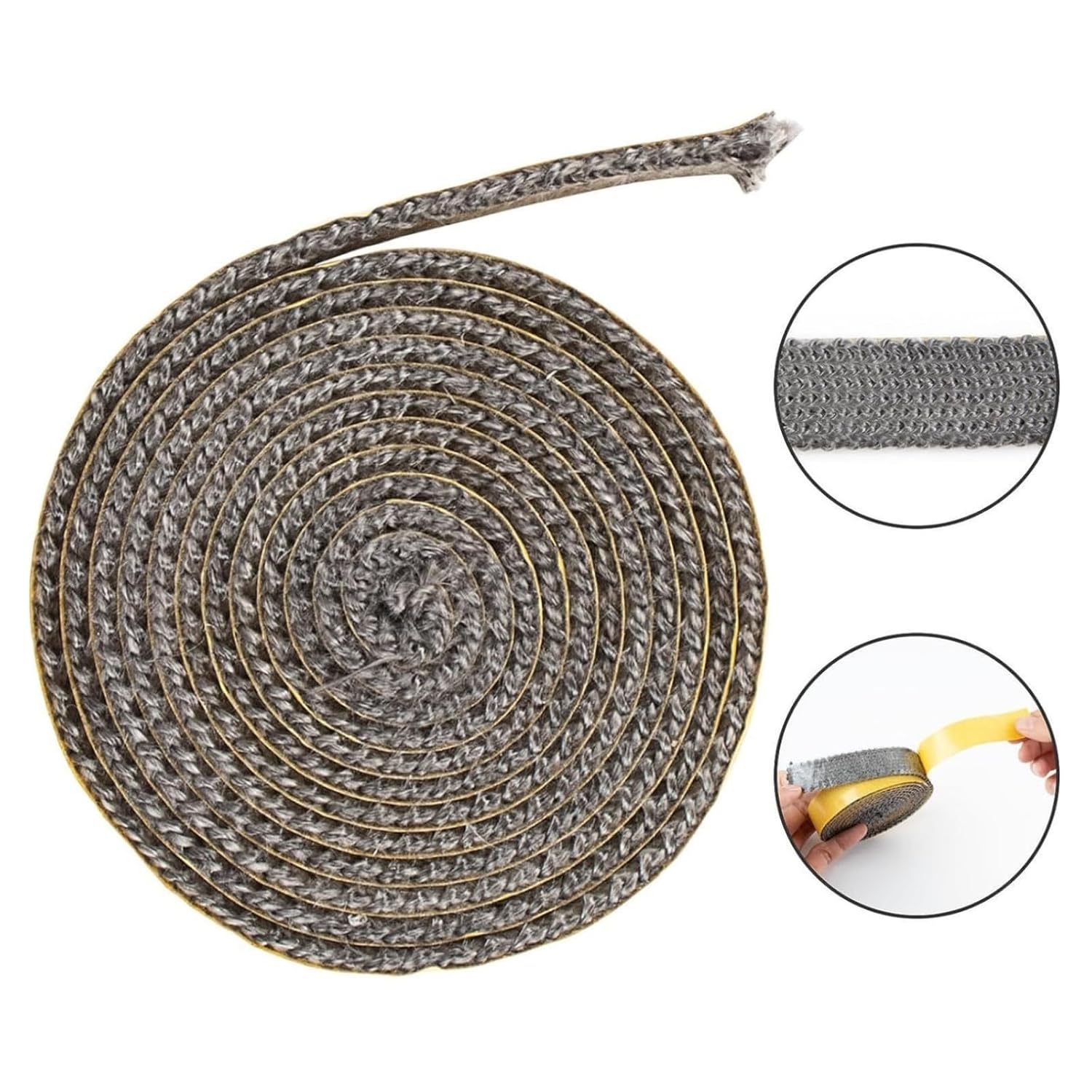 High-Temperature Resistant Fiberglass Gasket Tape for Stoves & Fireplaces - Self-Adhesive Seal - 1/8" Thick - 3(5/8inx79in)