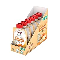 Vista 4 de Holle Bolsas orgánicas de comida para bebés, puré de plátano y llama para bebés con plátano, manzana, mango y albaricoque, (paquete de 6) bocadillos