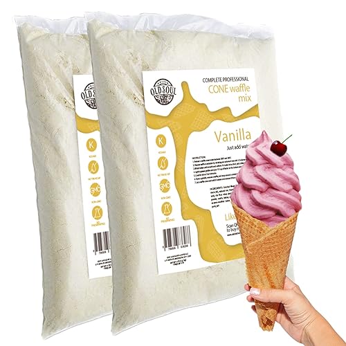ALDKitchen Mezcla de gofres de cono Sabor vainilla Sin soja Sin nueces Mezcla de masa para gofres de huevo (vainilla, 10 libras (paquete de 1))