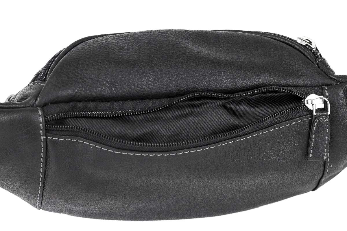 LEAS Buffalo Marsupio, Borsetta a Tracolla, Vera Pelle, Nero Travel-Line''
