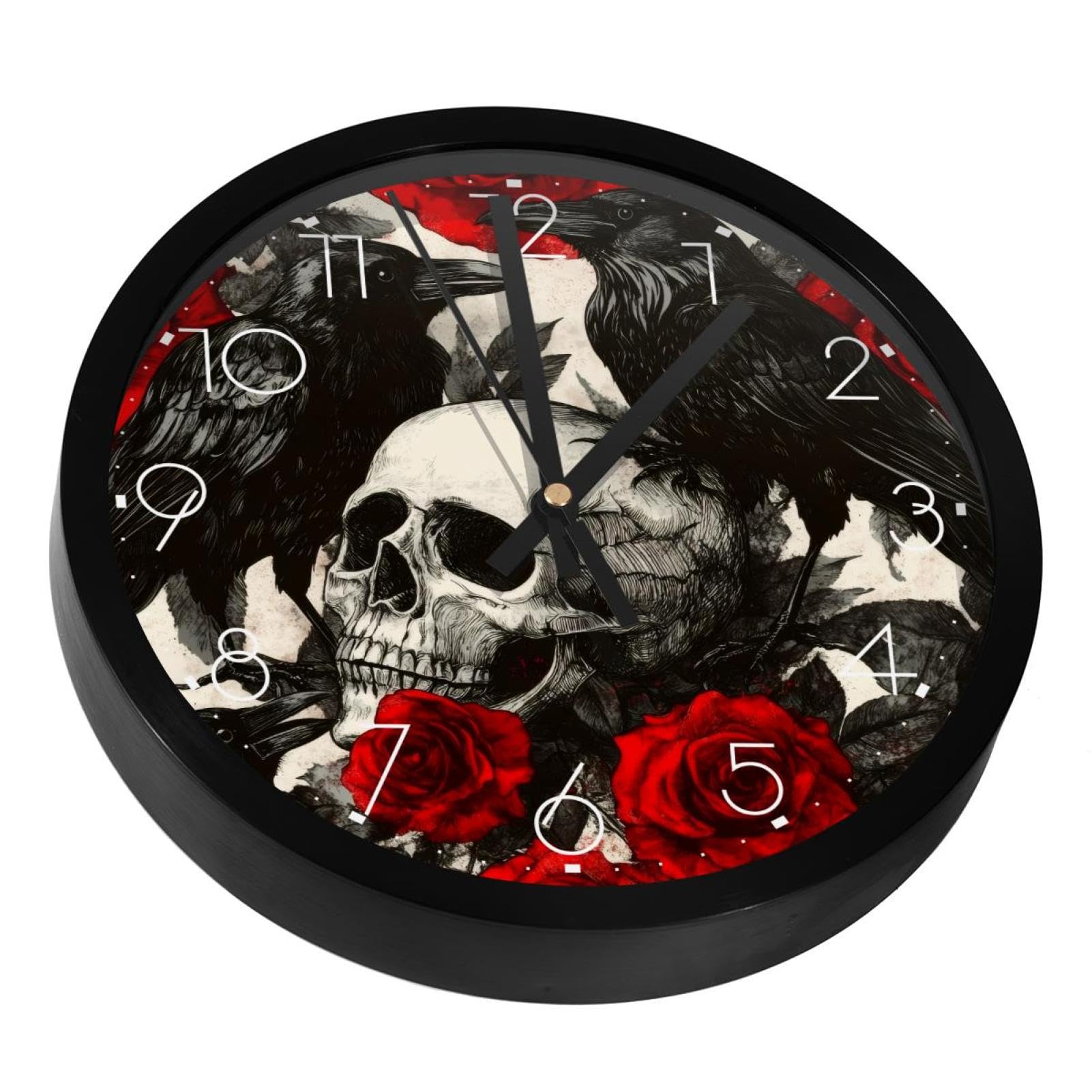 Horloge silencieuse corbeaux et roses pour sublimer la décoration de votre chambre