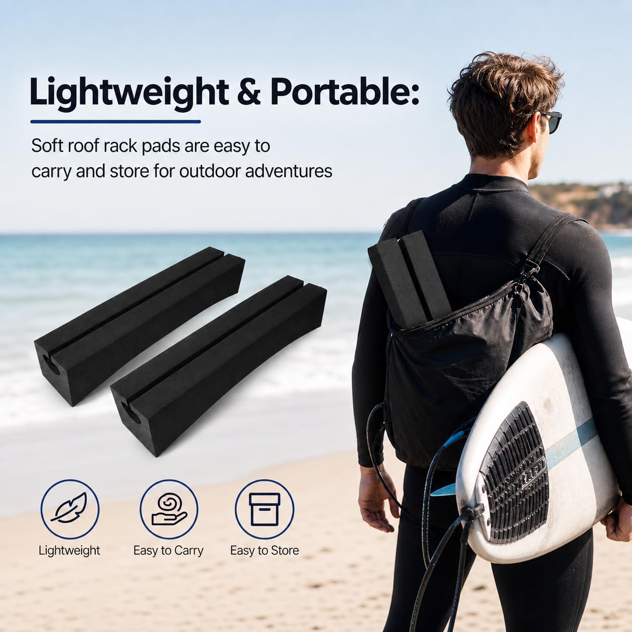 Portaequipajes para Coche, Almohadillas Universales para Portaequipajes Suaves, Portaequipajes Universal para Surf, Kayak, Tabla de Remo, Canoa, de Portaequipajes,