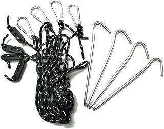 4 Pack Replacement 6.5ft Tethers and Aluminum Metal Stakes Tie Down Rope Strings for Halloween Thanksgiving Christmas Blow Up Inflatable Spikes Outdoor Holiday Yard Garden Lawn Decoration Camping Tent
