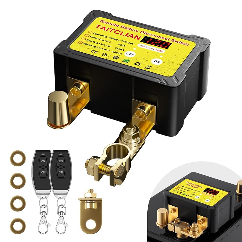 Chave Seccionadora de Bateria 240 A 12 V TAITCLIAN com Controle Remoto e Display LED
