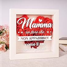 Apjielop Regalo Mamma, Regalo Mamma Compleanno, Idee Regalo per Mamma, Cornice Decorativa con Rose Rosse, 18x18 cm.