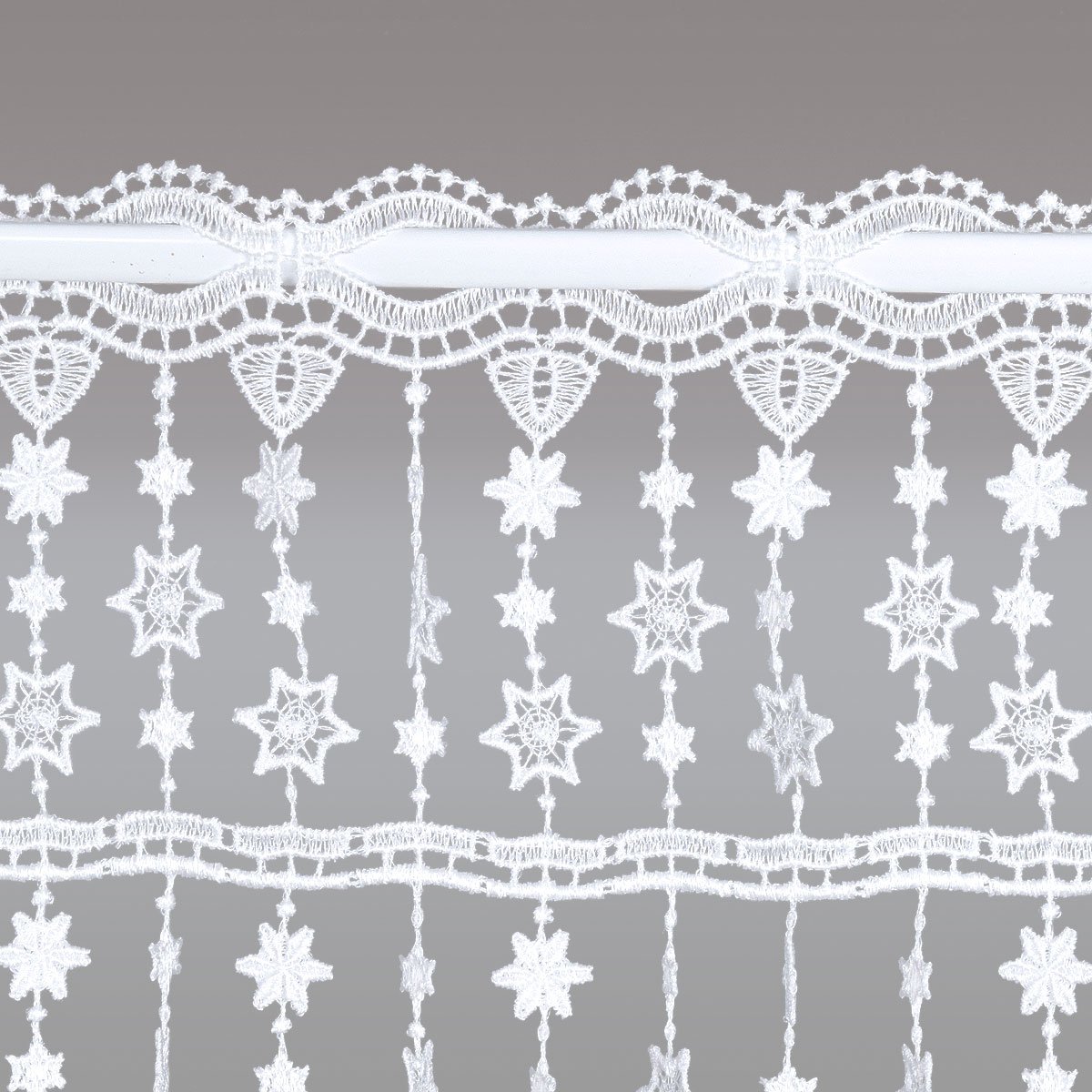 Wintergardine Schneesternchen Fadengardine mit Sternen Scheibengardine Echte Plauener Spitze