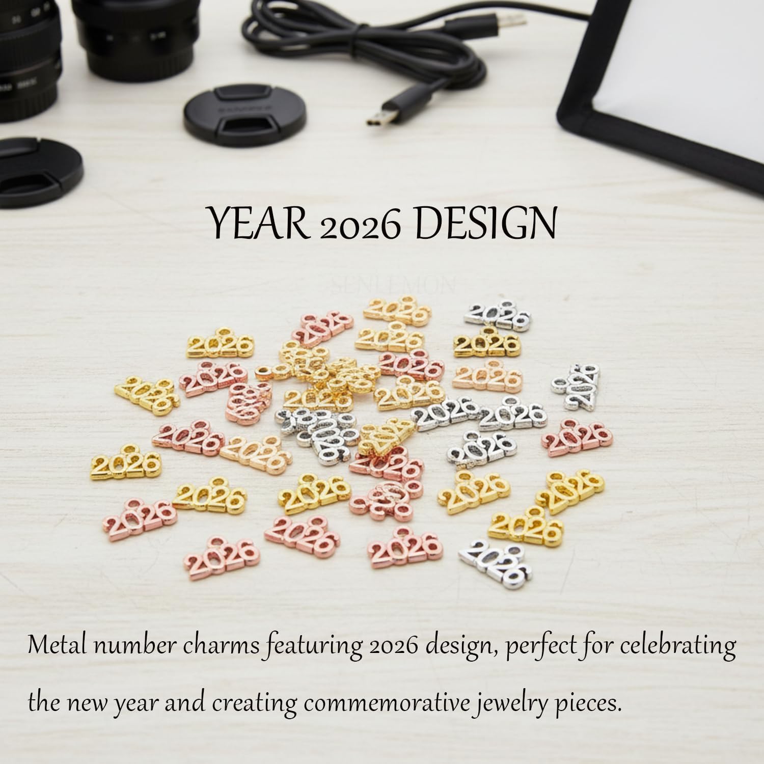 2026 Charms Metal Year Number Pendant for Jewelry Making DIY Necklace Bracelets & Keychain, Crafting Parties Accessories, 4 Colors - Image 3