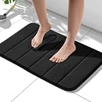HITSLAM Memory Foam Bath Mat Non Slip, 60x40cm Absorbent Bathroom Mat, Machine Washable Bath Rug for Bathroom, Soft on Feet, Quick Dry, Dark Grey