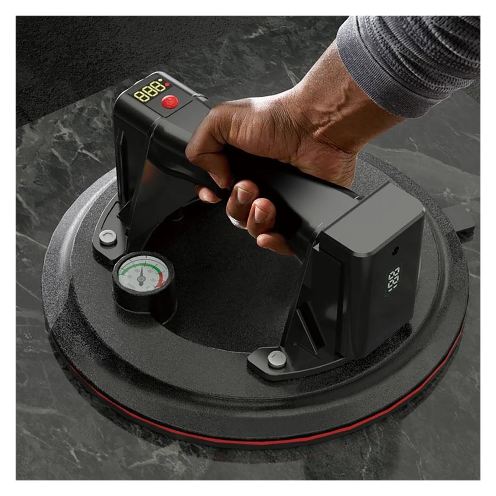 Ventosa de vacío, Ventosa eléctrica de 240kg y 9 pulgadas for azulejos, cargador batería Industrial mármol vidrio con ventosa(No pressure gauge)