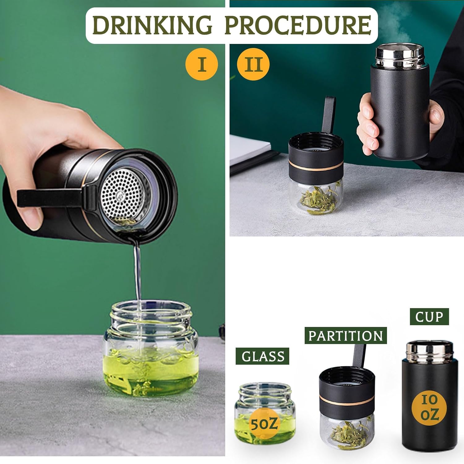 Glass Teapot With Infuser, Travel Tea Mug, Portable Loose Tea Infuser, Tea Cup With Infuser And Lid, Tea Mug With Infuser For Outdoor tea tumbler at Home - Image 4