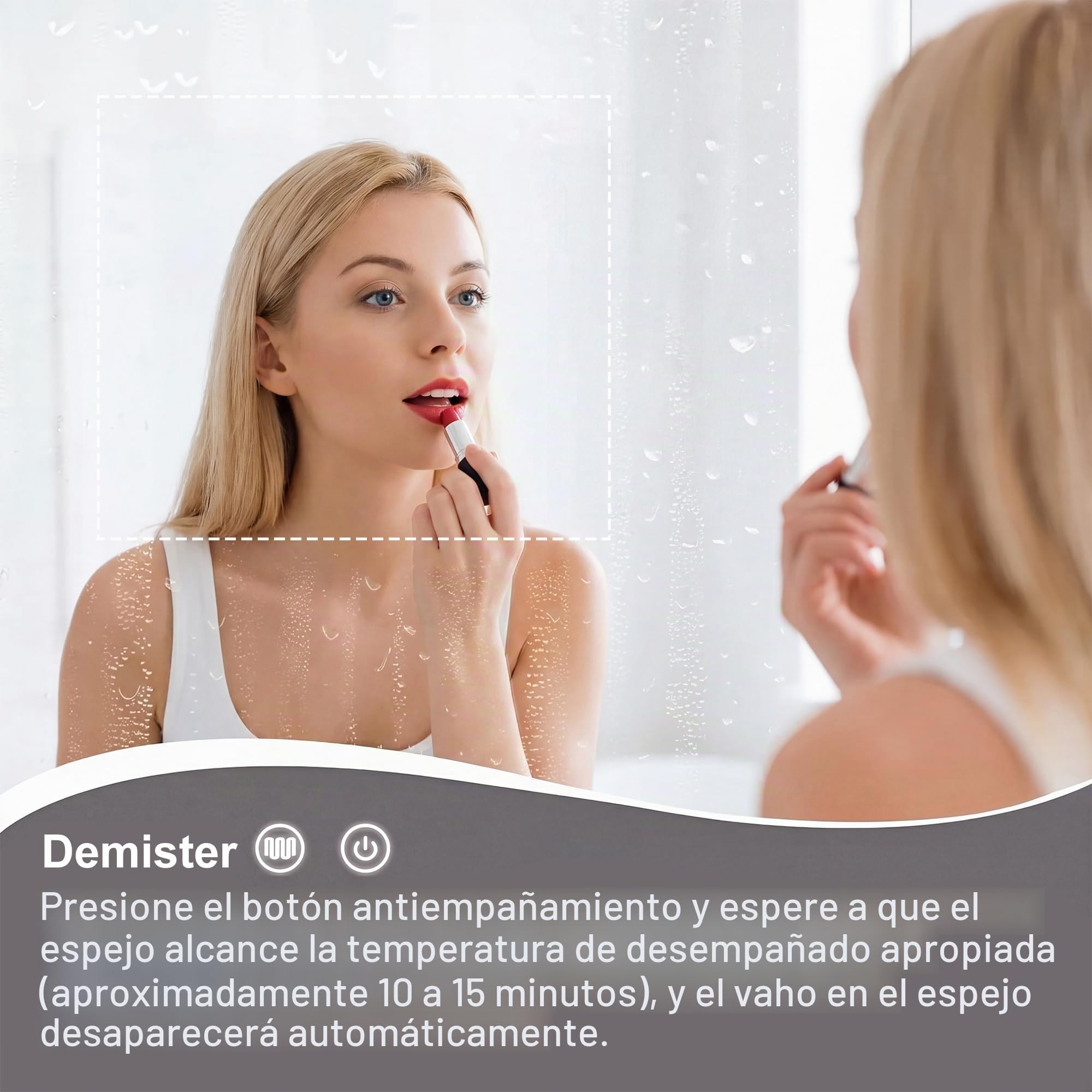 Armario de baño con espejo y luz LED, espejo de baño con almacenamiento, función antiniebla, 3 temperaturas, con estante ajustable, estilo moderno (70 x 13,5 x 60)