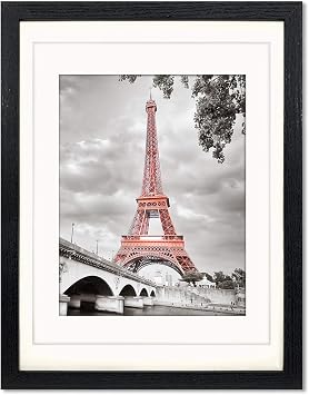 12x16 frames with Mat to Display 11x14 Picture or 8.5x11 photo 12 x 16 Black Solid Wood Picture Frame Wall Art for Living Room Wall Mount and tabletop Decor2 Mats