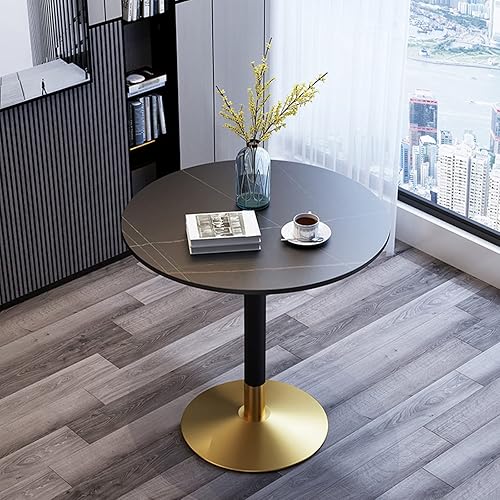 Miniatura 13 de Mesa alta redonda de piedra sinterizada de 21.6 pulgadas, patas de metal modernas, barra alta simple, mesa alta para cafetería, restaurante, postre