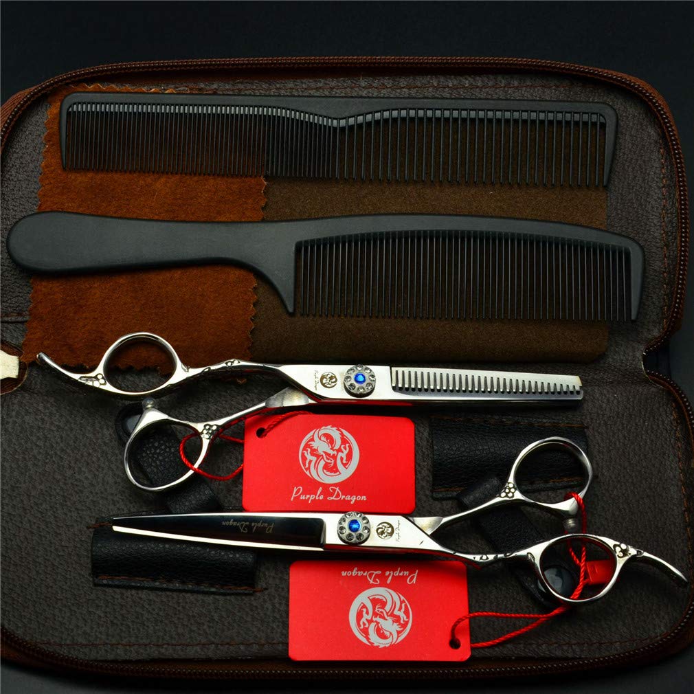 El Peluquero Profesional De La Mano Izquierda Tijeras 6 Pulgadas Conjunto, Tijeras De Peluquería De Acero Inoxidable 440C (Plano De Corte Y Dientes Shear), para El Salón, Peluqueros,6.0inch