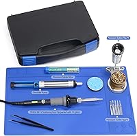 Vista 2 de YIHUA 947-V Soldering Iron Kit with 3 LED Lights, Temperature Control, 5 Premium Solder Tips, Desoldering Pump, Indicator & ON/OFF Switch-60 Watts