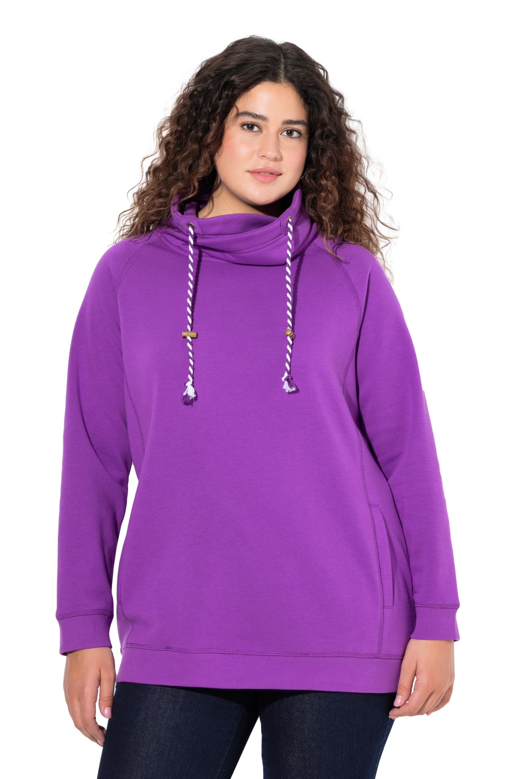 Ulla Popken Women's Sweatshirt, Weiter Stehkragen, Taschen, Raglan-Langarm