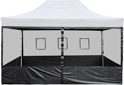 Instahibit Pop Up Canopy Half Mesh Sidewall with Window for 15x10 Outdoor