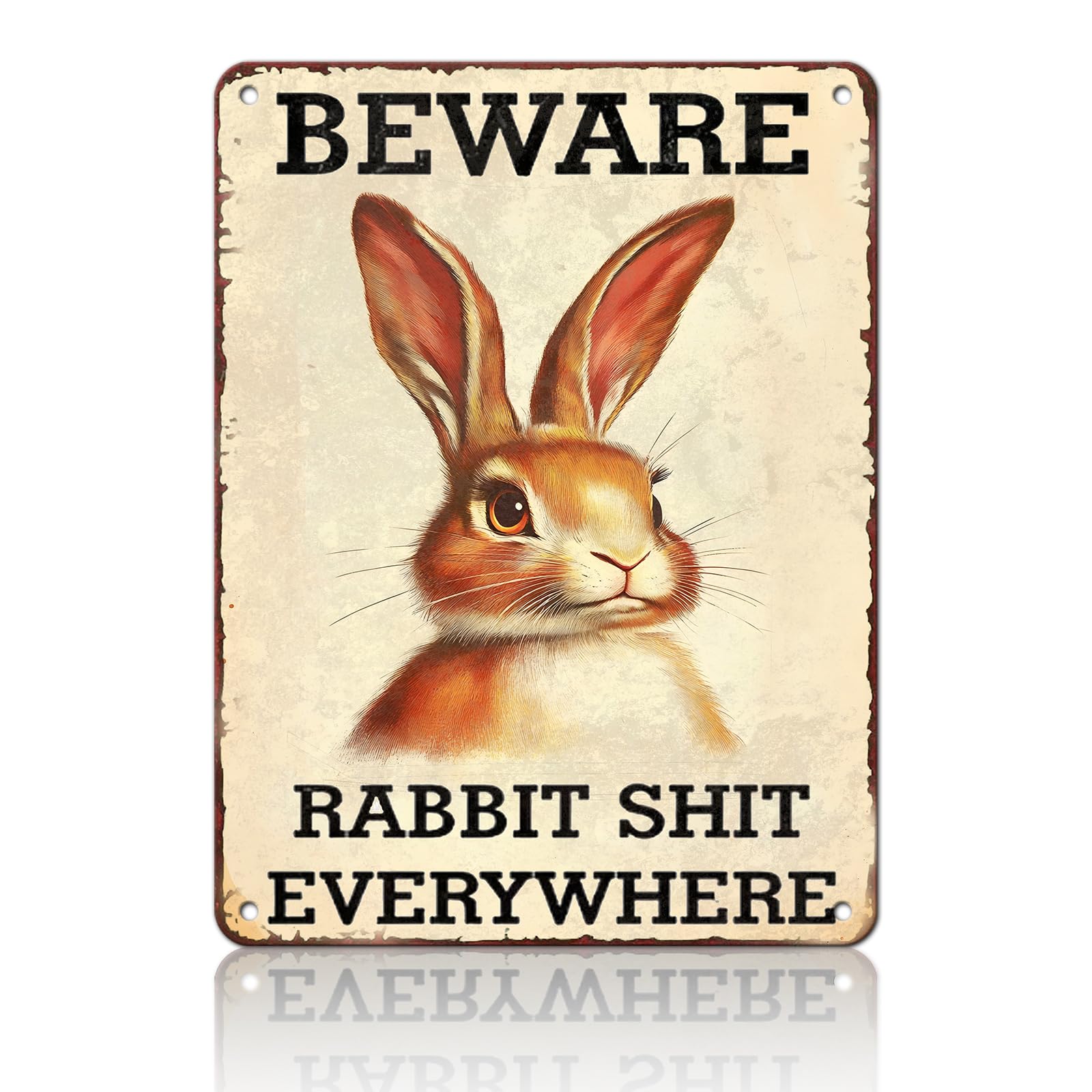 Anceky Vintage Metal Sign Beware Rabbit Tin Sign Funny Wall Decor for Garden Yard Home Farmhouse Kitchen 12×8 Inch