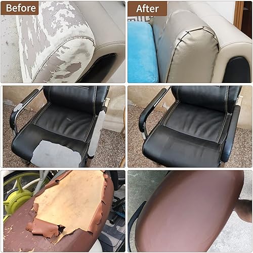 Miniatura 5 de Parche de cinta de reparación de cuero, 2 paquetes de calcomanías autoadhesivas de 3 x 60 pulgadas, kit de reparación de vinilo de varios colores