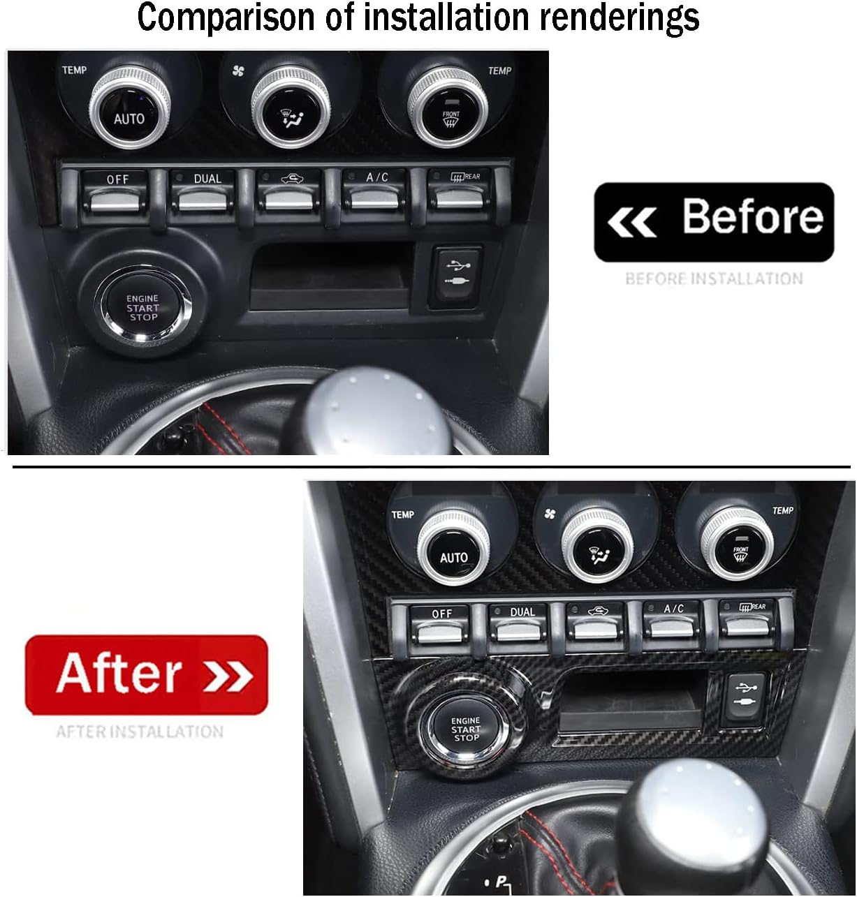Car Accessories Fit for Subaru BRZ Toyota 86 2012-2020 Interior Center Consoles Decoration Switch Panel Cover Trim (Carbon Fiber Style) ABS 1 PC